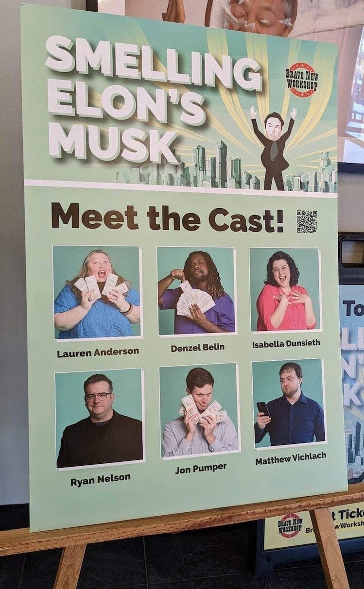 Picture of Meet the Cast Board with pictures of the actors. 