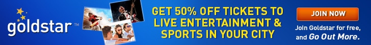 Get 50% off tickets to live entertainment and sports in your city. Join Goldstar for free, and GO OUT MORE.